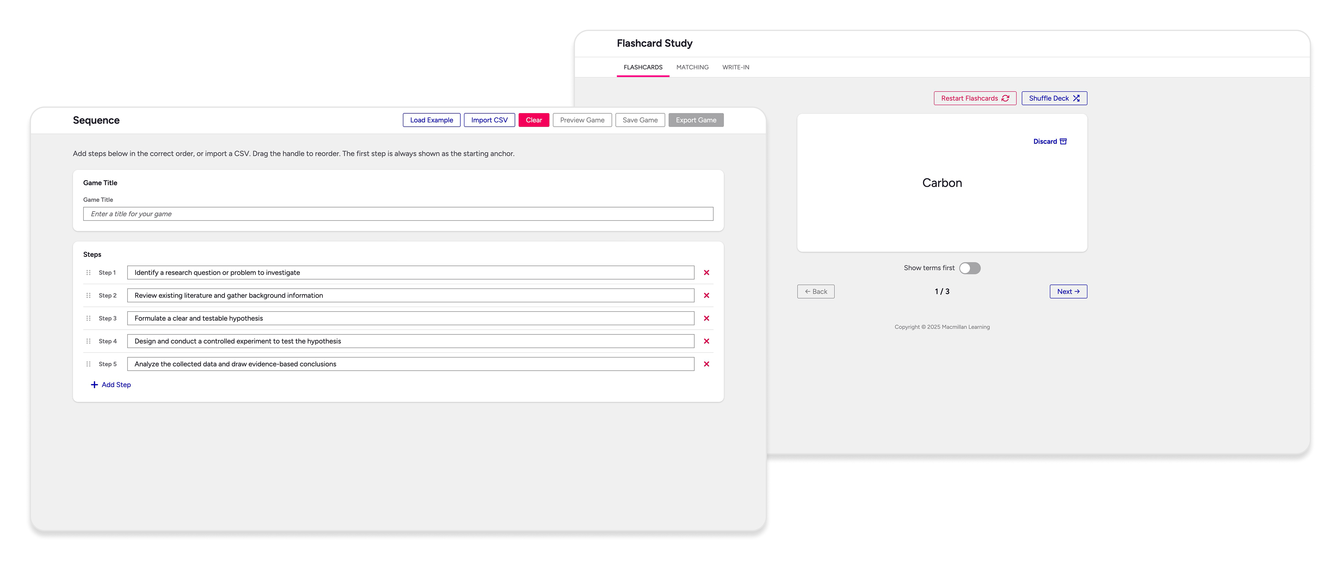 Two-stage builds for Sequence and Flashcards